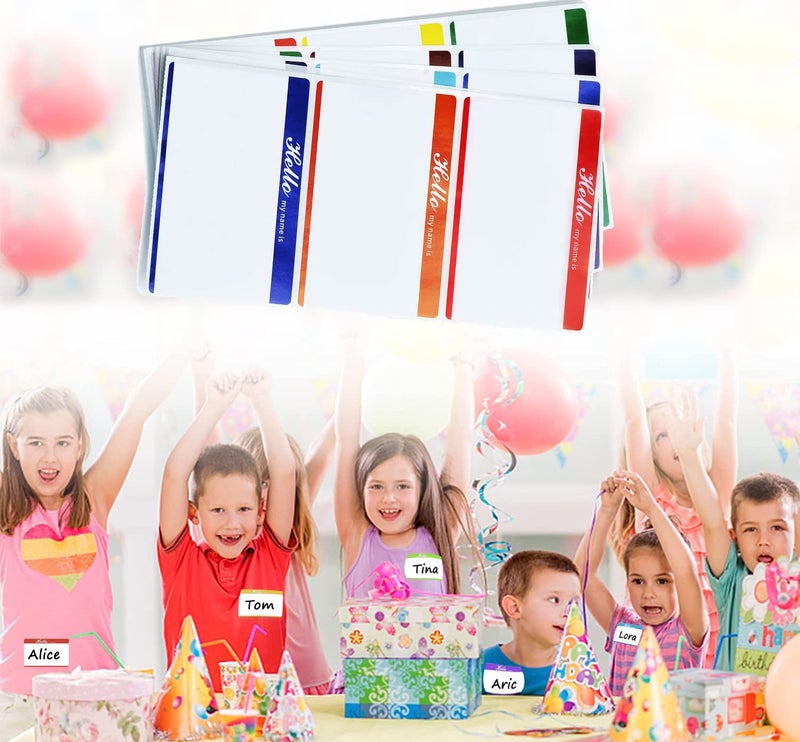 Solar-Power Sticky Name Tags Stickers Colorful Hello Border All Purpose Labels - 200 Stickers, Strong Adhesive (3.5 x 2.25 inch) - Image 2